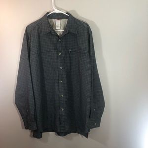 The North Face blue plaid button down outdoor Sz L